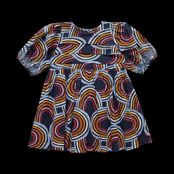 Pink Chicken Blue Rainbow Evelyn Colorful Patterned Dress - Picture 4 of 10